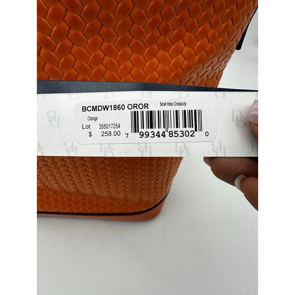 NWT Dooney & Bourke Camden Small Hobo‎ Woven Leather Crossbody Bag, Orange 11x10